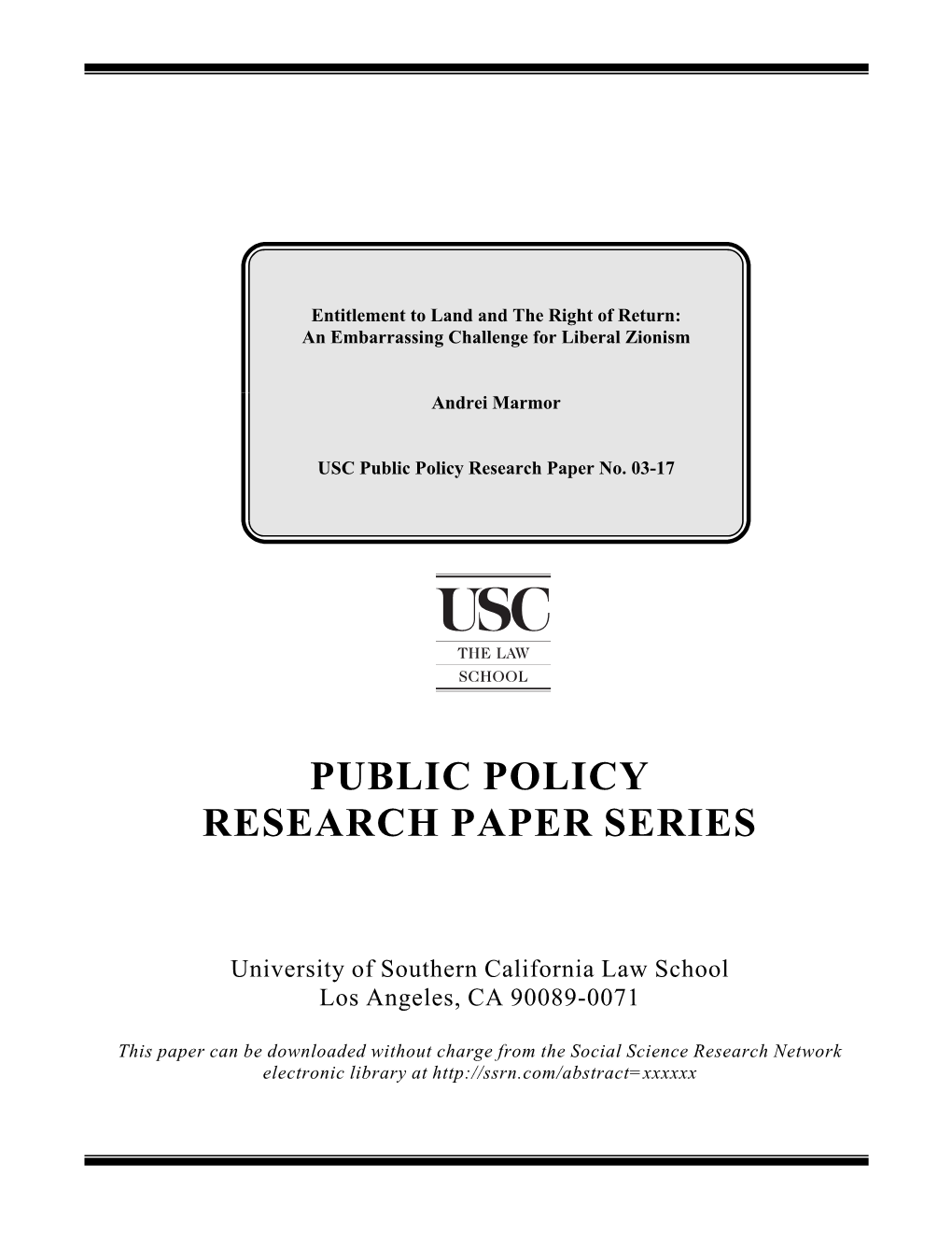 Public Policy Research Paper Series