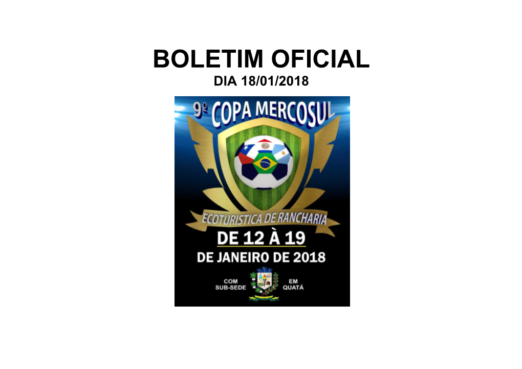 Boletim Oficial Dia 18/01/2018