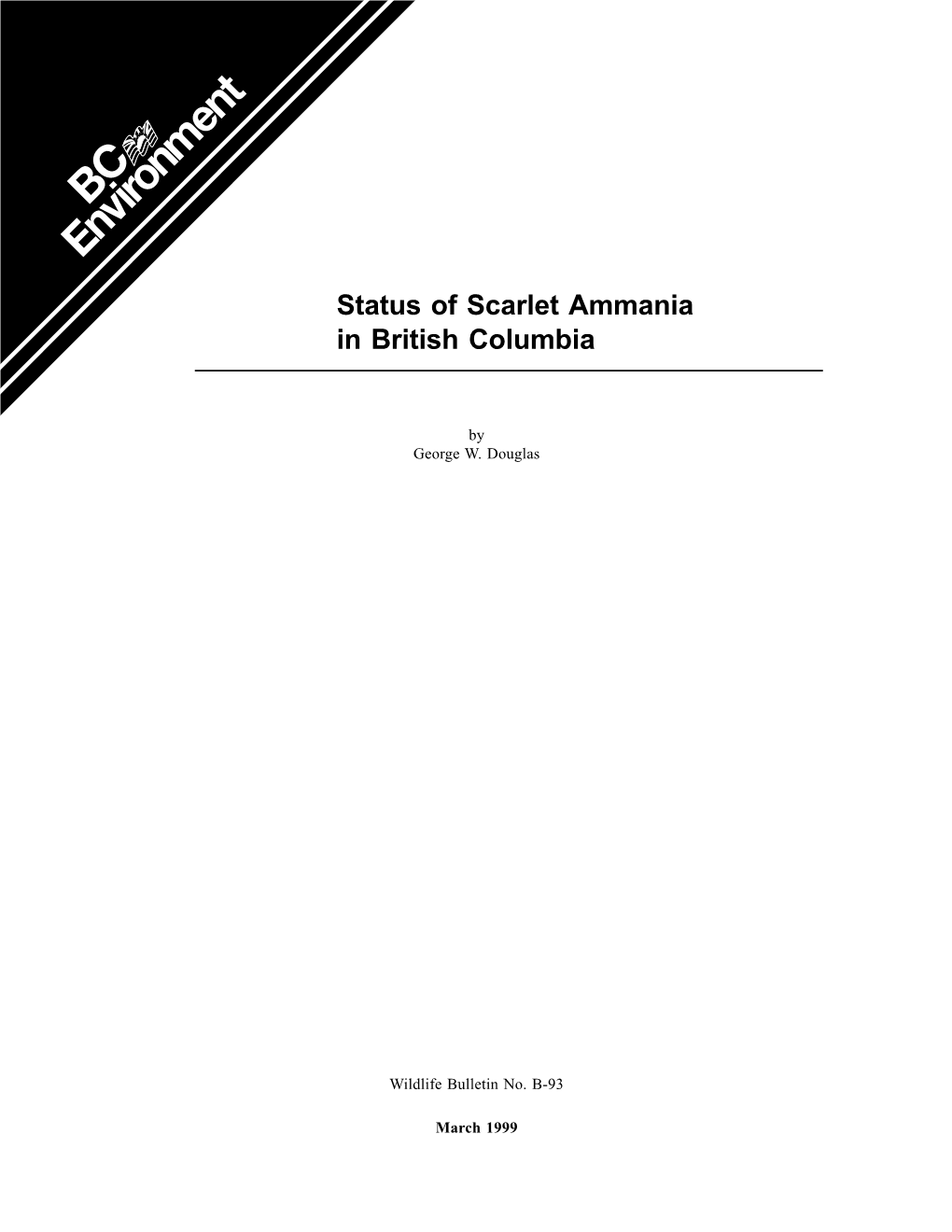 Status of Scarlet Ammannia in British Columbia