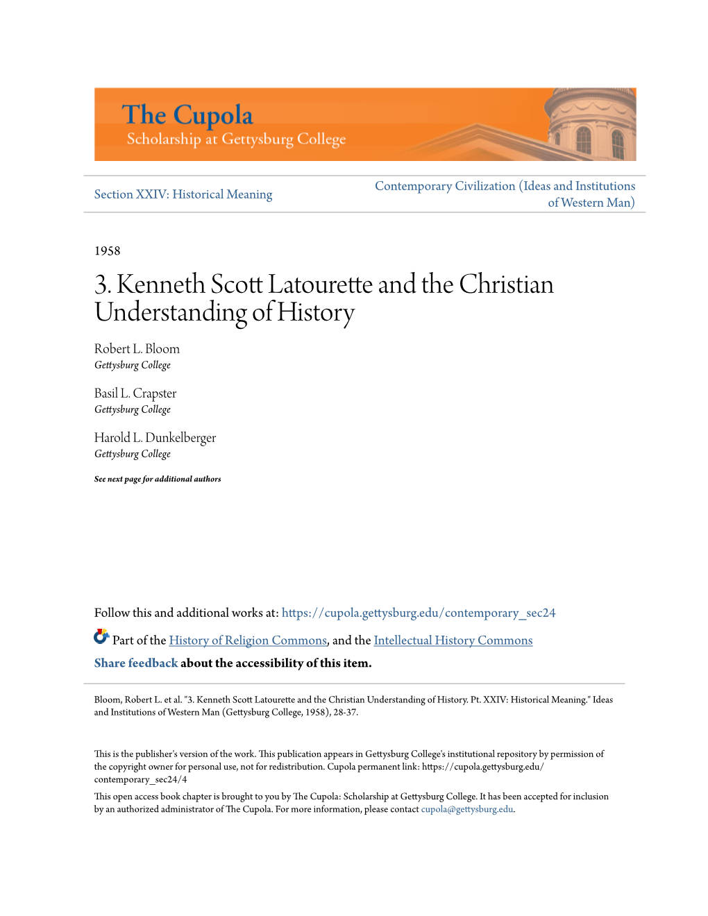 3. Kenneth Scott Latourette and the Christian Understanding of History Robert L