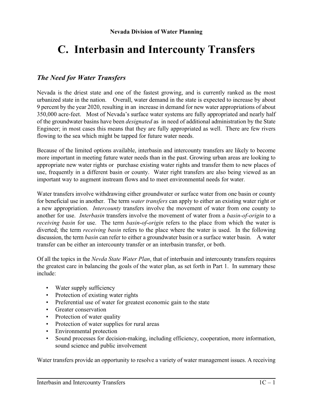 C. Interbasin and Intercounty Transfers