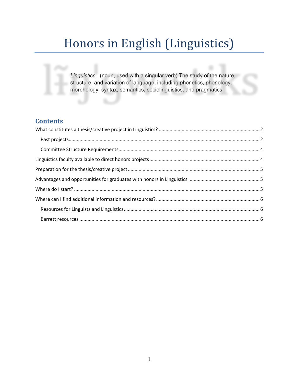 Honors in English (Linguistics)