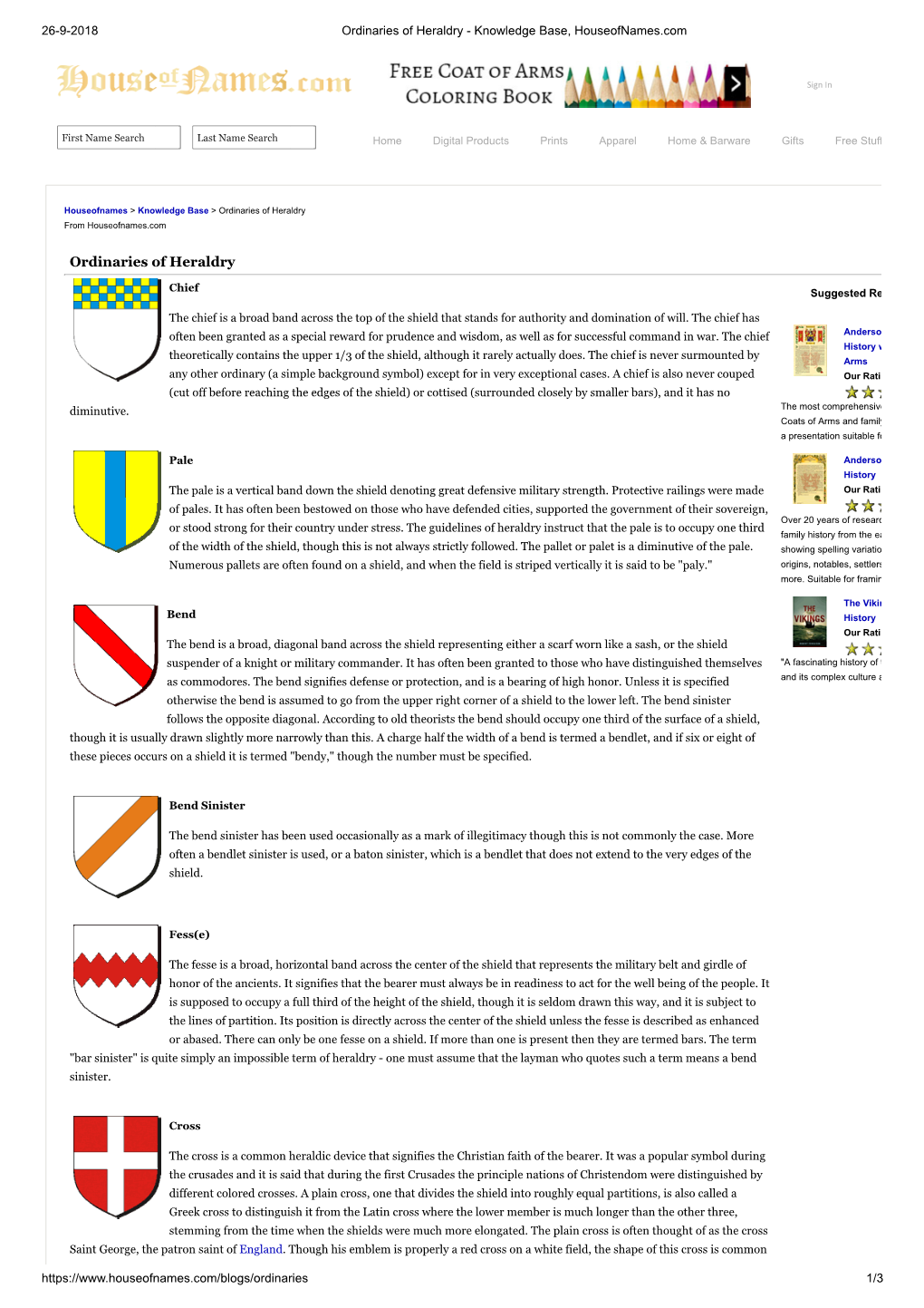 Ordinaries of Heraldry - Knowledge Base, Houseofnames.Com