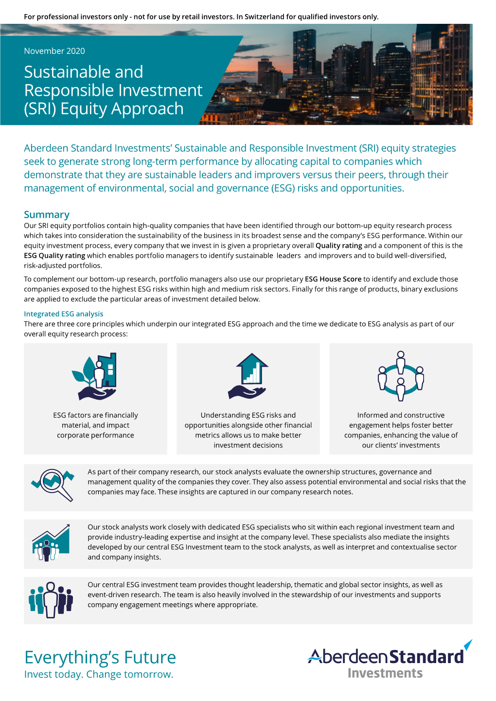 Sustainable and Responsible Investment (SRI) Equity Approach