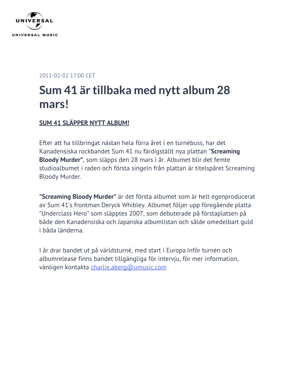 Sum 41 Är Tillbaka Med Nytt Album 28 Mars!