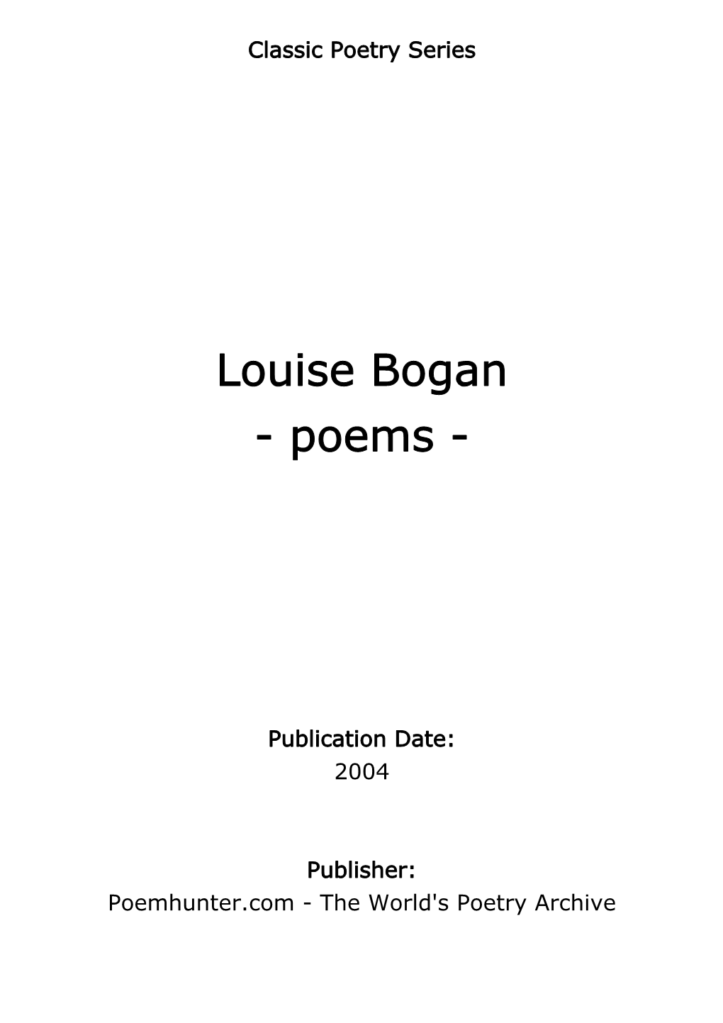 Louise Bogan - Poems