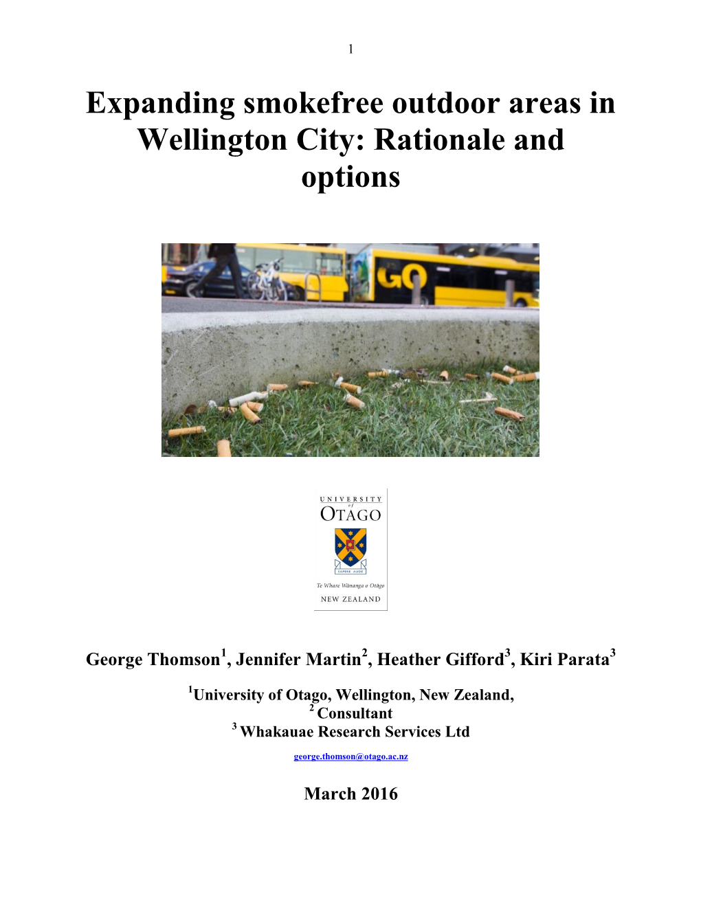 Expanding Smokefree Outdoor Areas in Wellington City: Rationale And