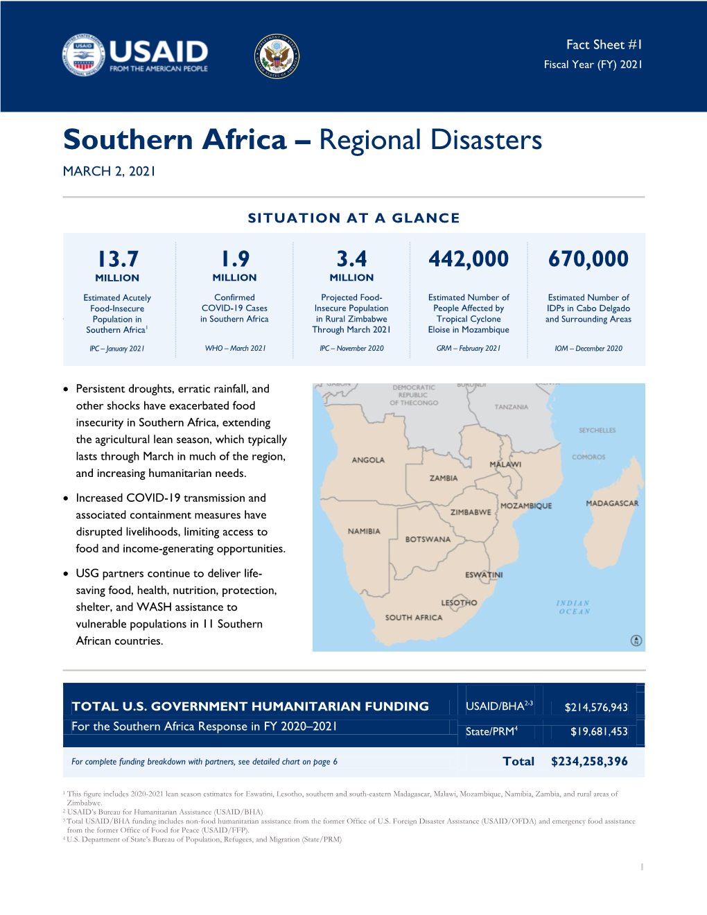 Southern Africa – Regional Disasters MARCH 2, 2021