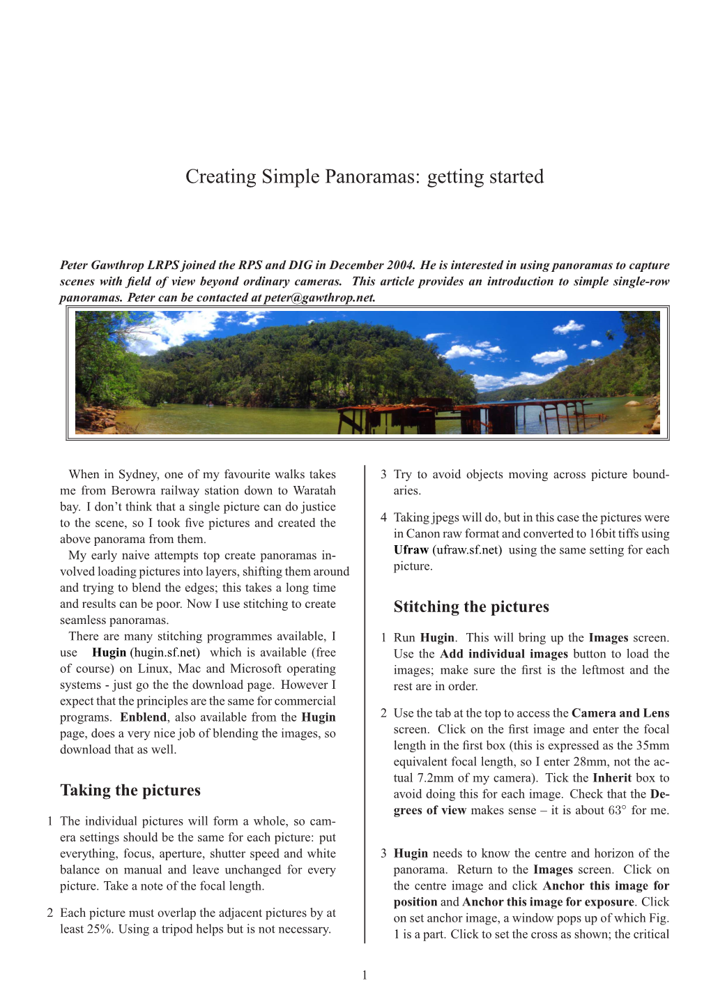 Creating Simple Panoramas: Getting Started