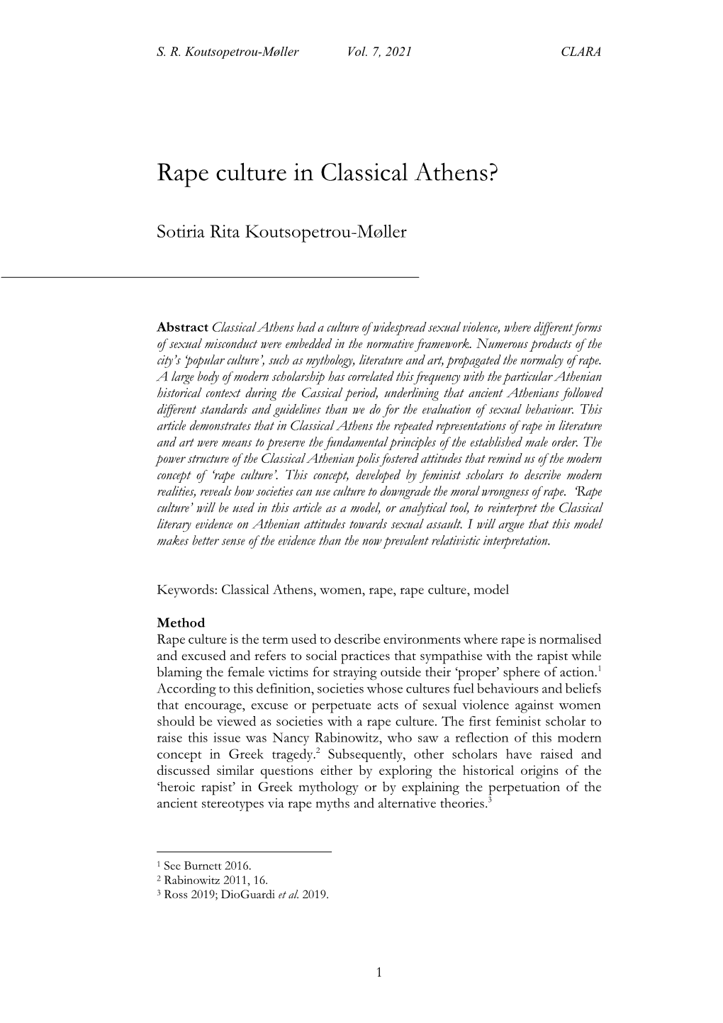 Rape Culture in Classical Athens?