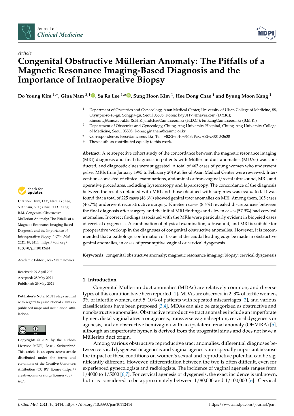 Congenital Obstructive Müllerian Anomaly: the Pitfalls of a Magnetic Resonance Imaging-Based Diagnosis and the Importance of Intraoperative Biopsy