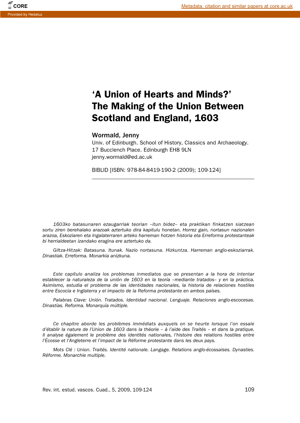 The Making of the Union Between Scotland and England, 1603