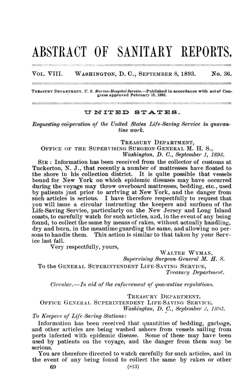 Abstract of Sanitary Reports