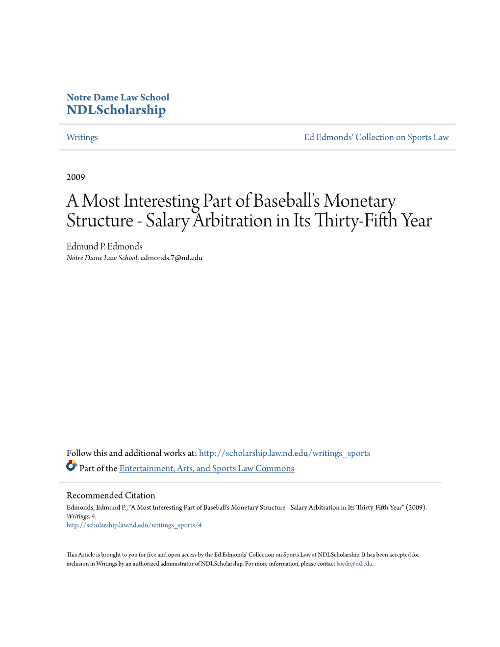 Salary Arbitration in Its Thirty-Fifth Year