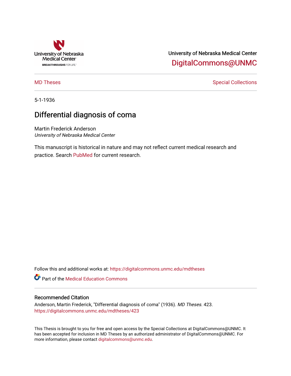 Differential Diagnosis of Coma