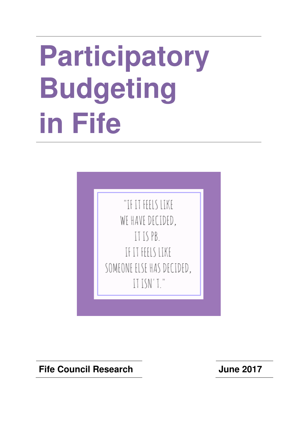 Participatory Budgeting in Fife