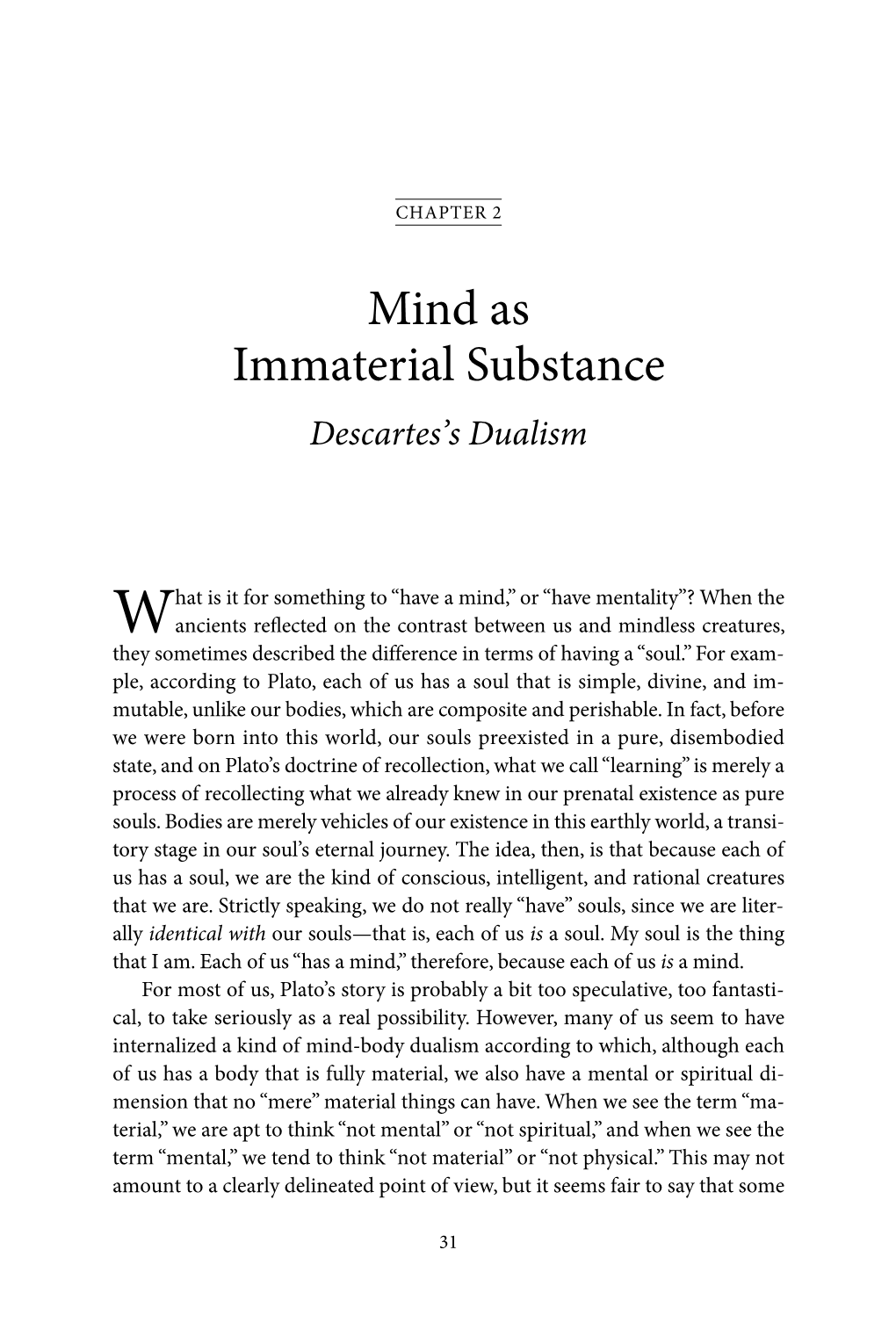 Mind As Immaterial Substance Descartes’S Dualism