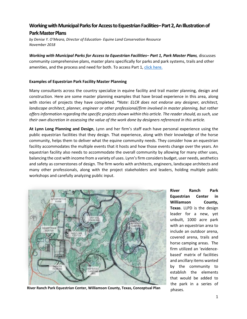 Working with Parks for Equine Access-Master Plan Illustrations