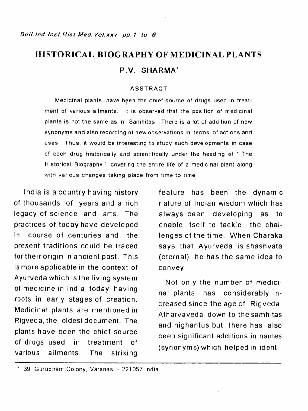 Historical Biography of Medicinal Plants