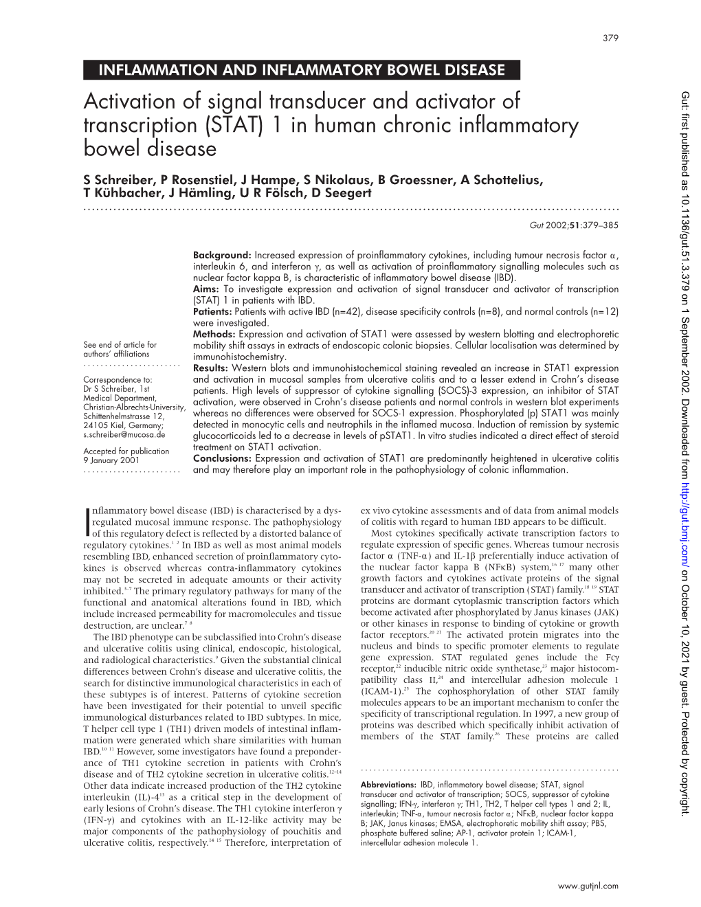 1 in Human Chronic Inflammatory Bowel Disease