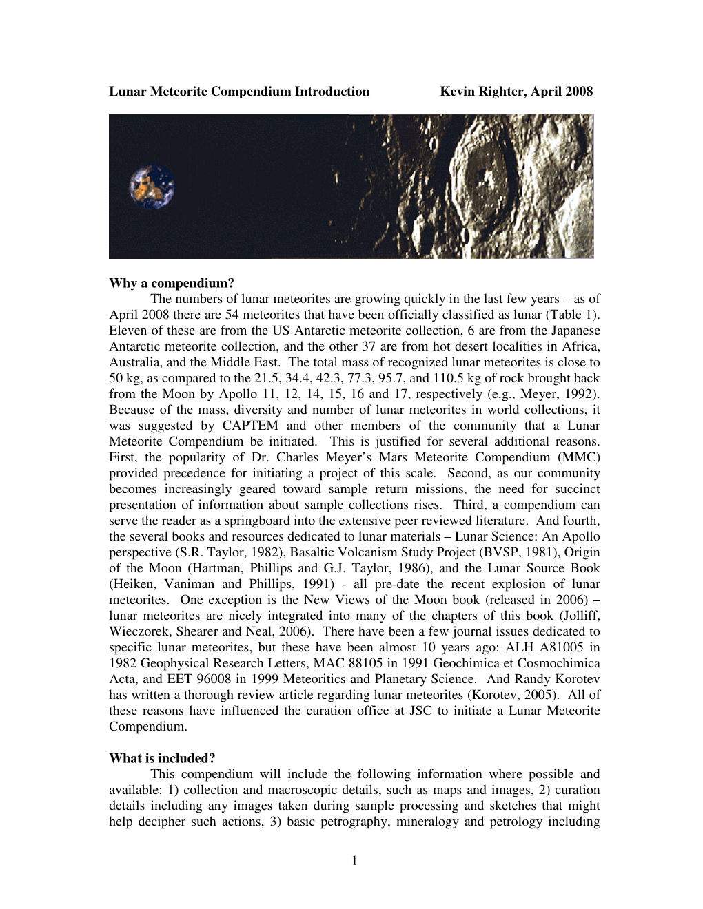 Introduction to the Lunar Meteorite Compendium