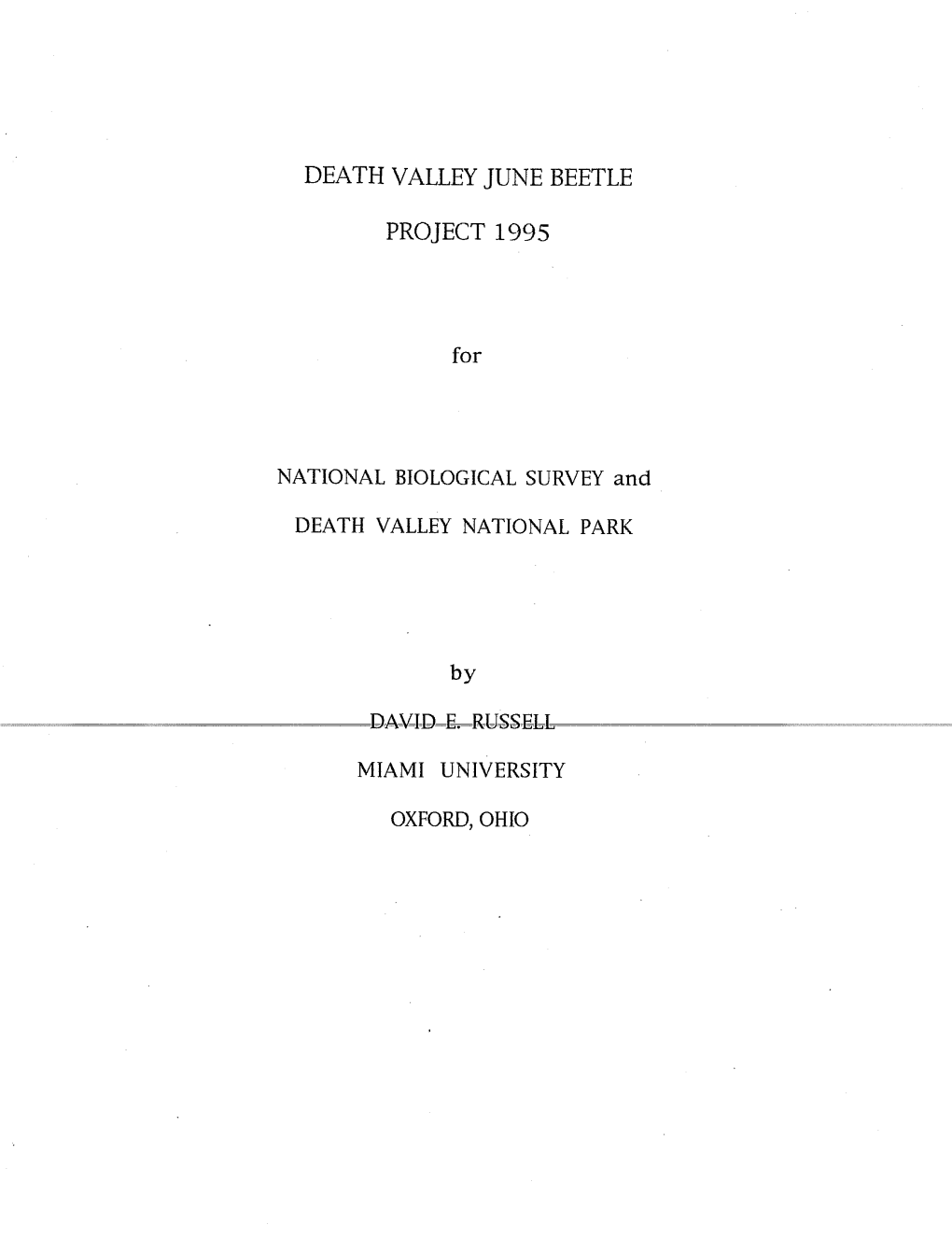 Death Valley June Beetle Project 1995