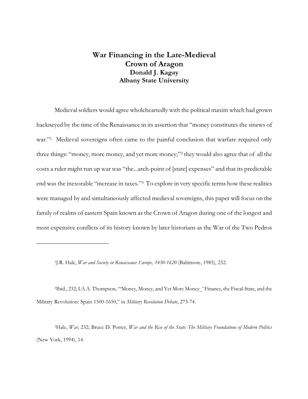 War Financing in the Late-Medieval Crown of Aragon Donald J