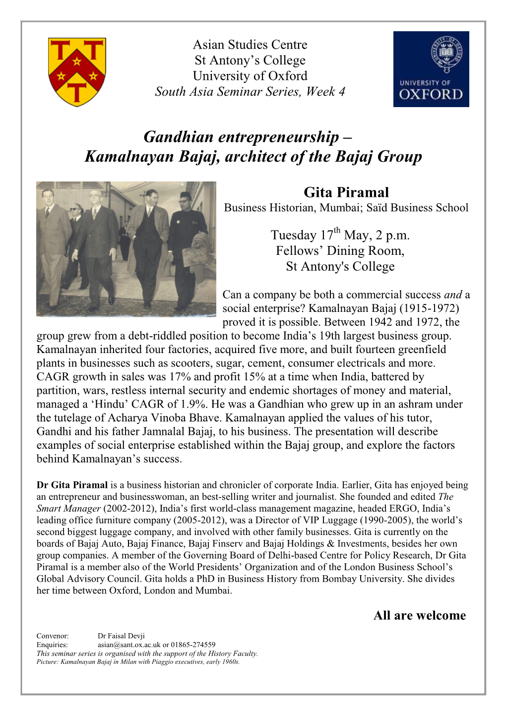 Gandhian Entrepreneurship – Kamalnayan Bajaj, Architect of the Bajaj Group