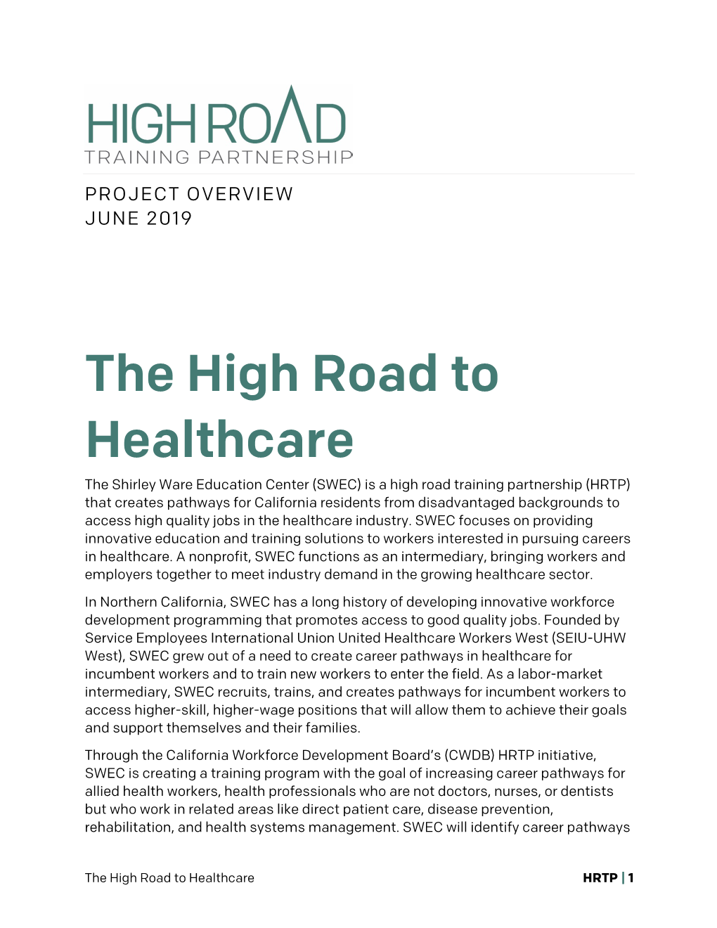 High Road to Healthcare