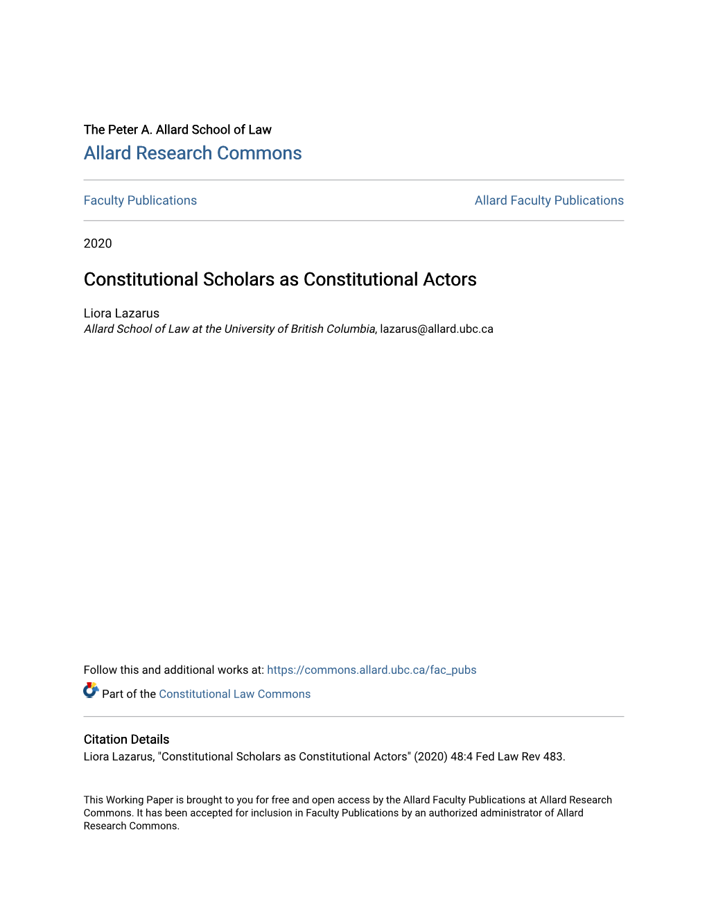 Constitutional Scholars As Constitutional Actors