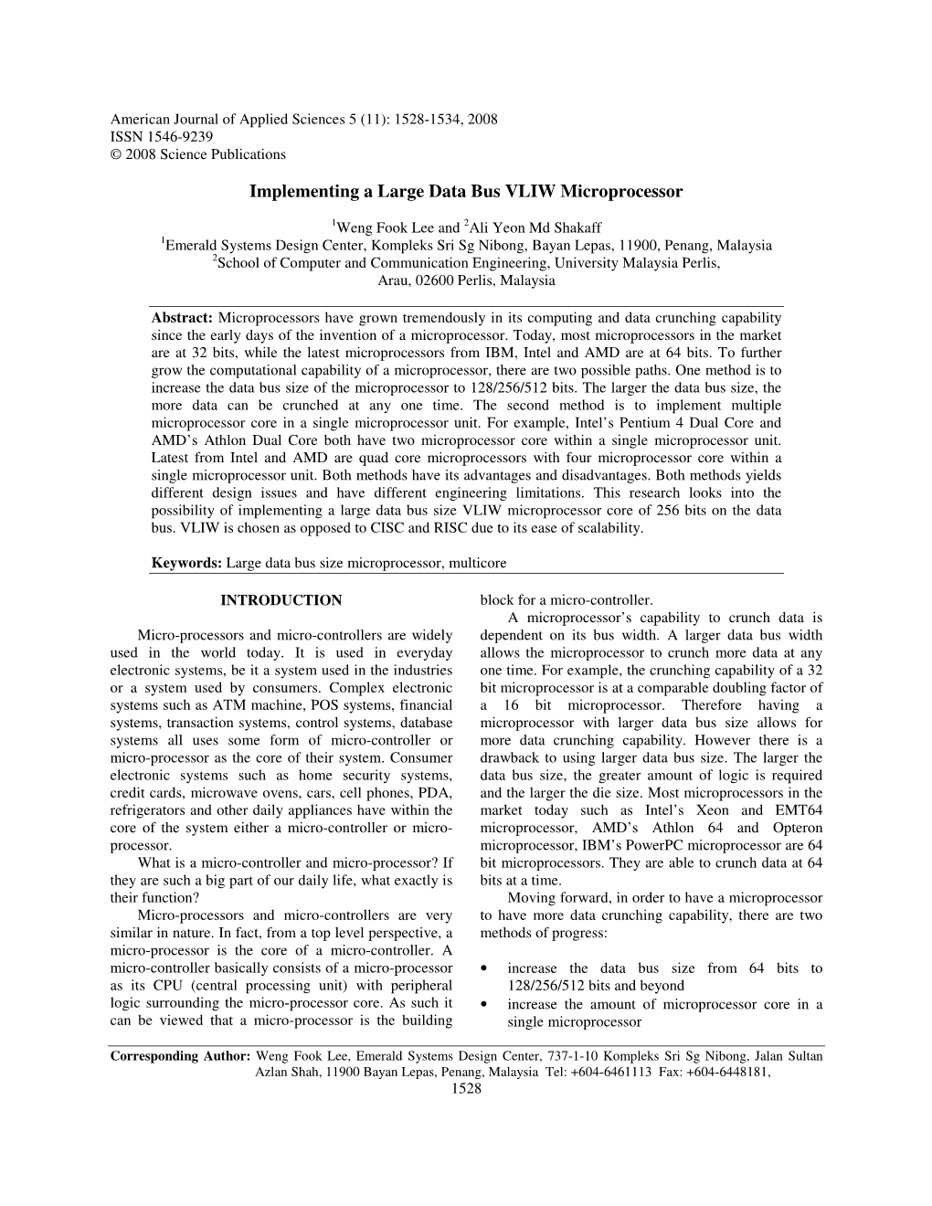 Implementing a Large Data Bus VLIW Microprocessor