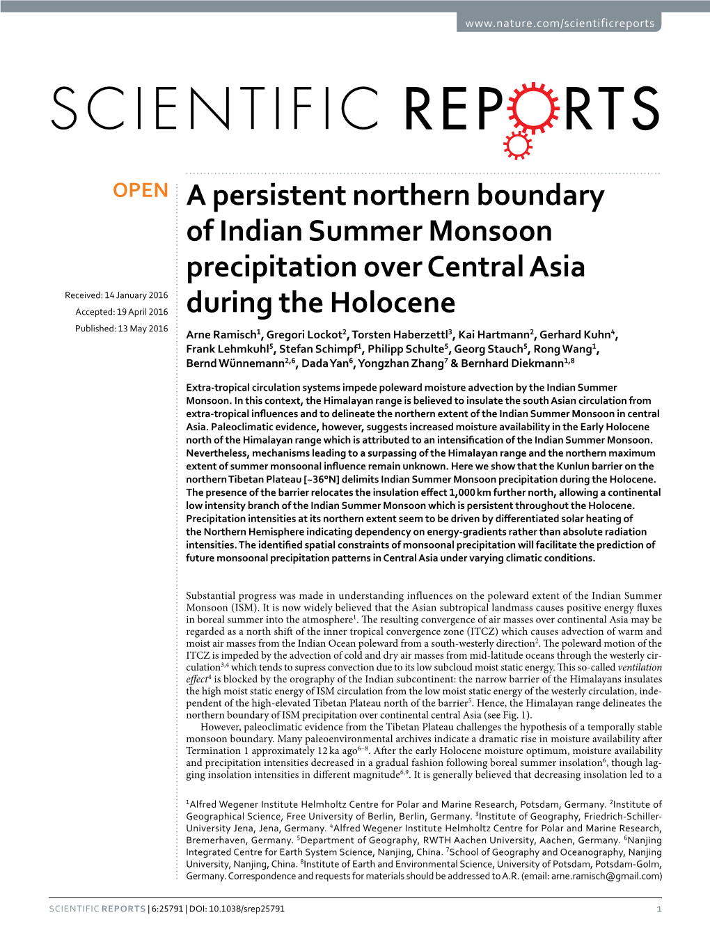 A Persistent Northern Boundary of Indian Summer Monsoon