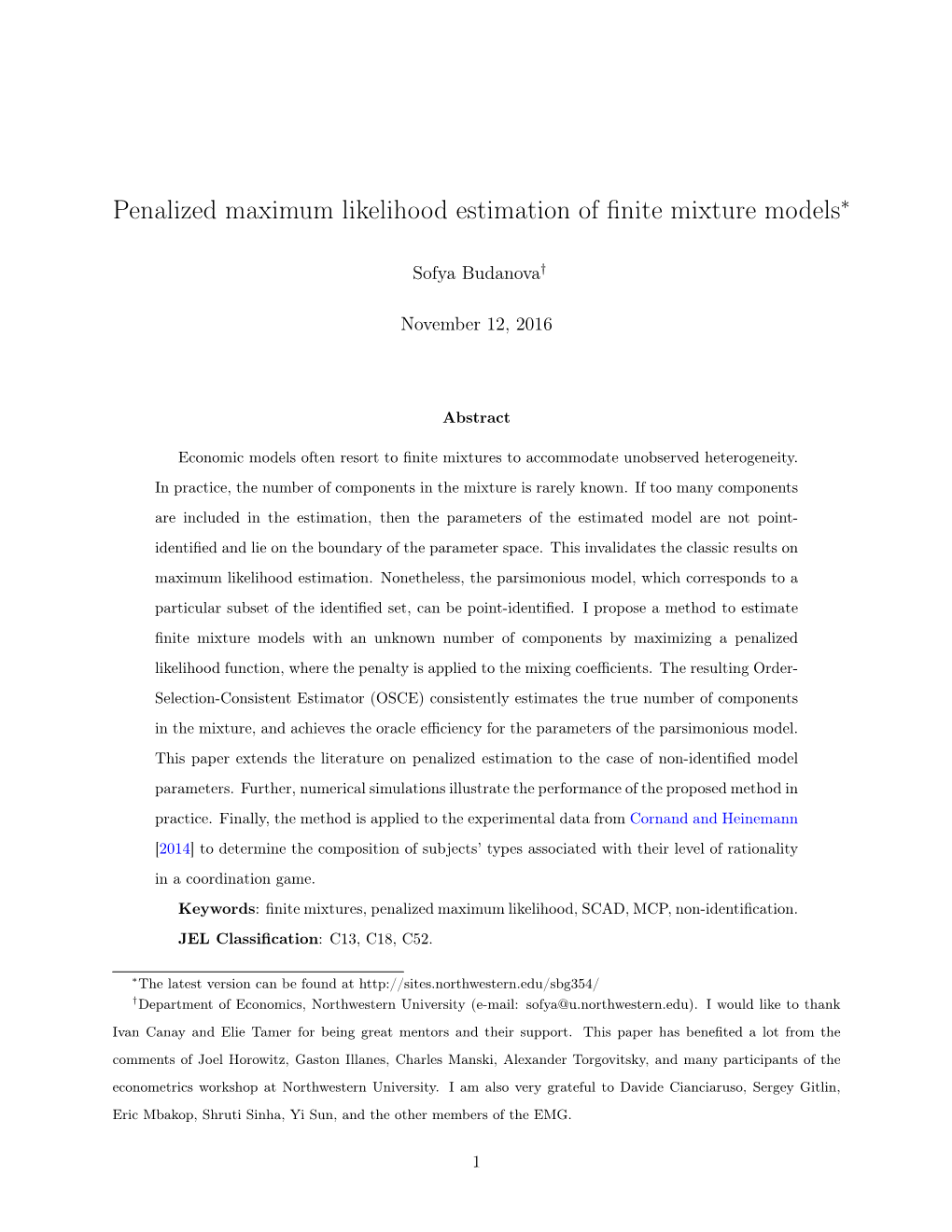 Penalized Maximum Likelihood Estimation of Finite Mixture Models