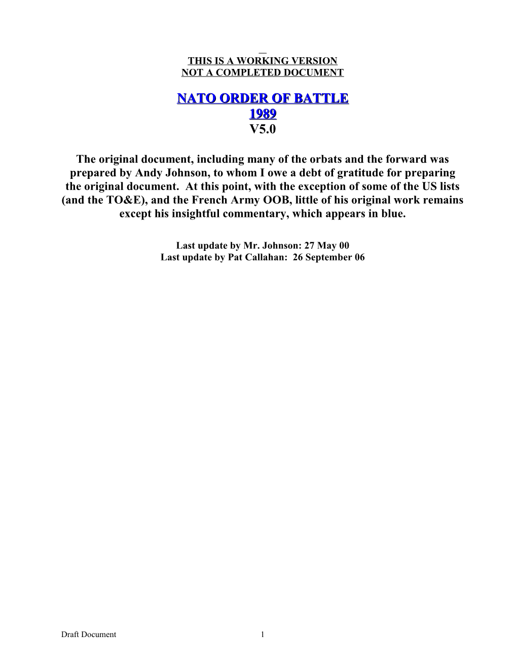 NATO Order of Battle 1989 Mod 5