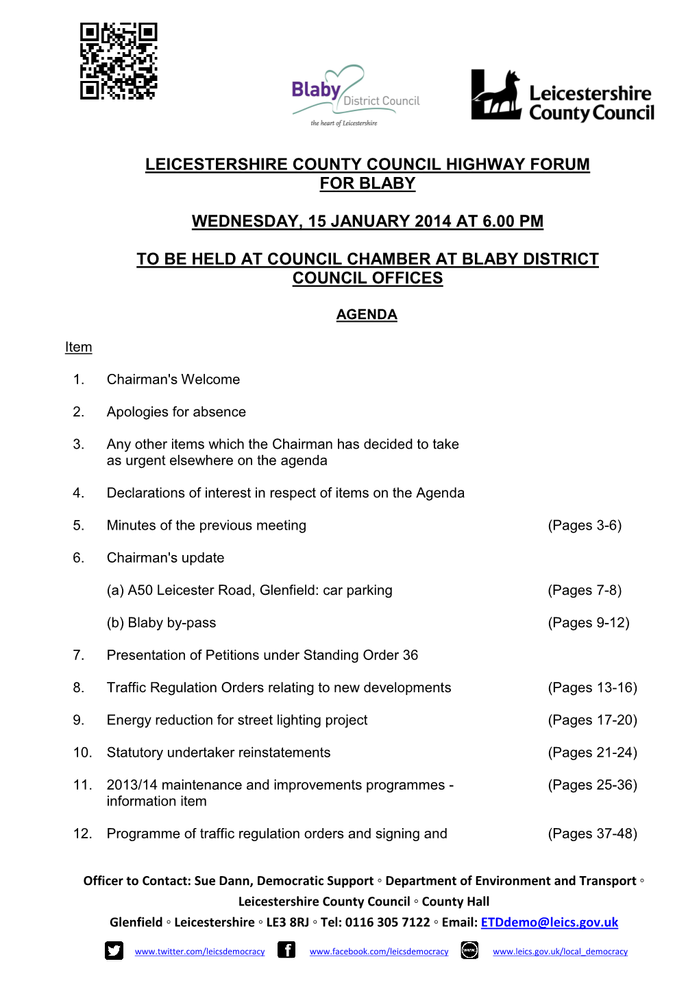 Leicestershire County Council Highway Forum for Blaby