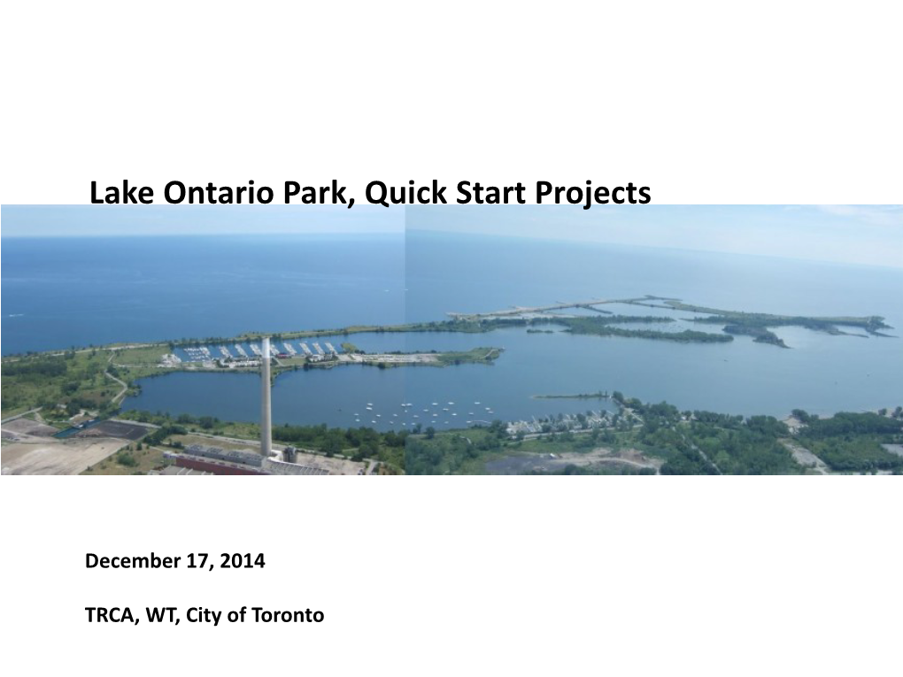 Lake Ontario Park, Quick Start Projects