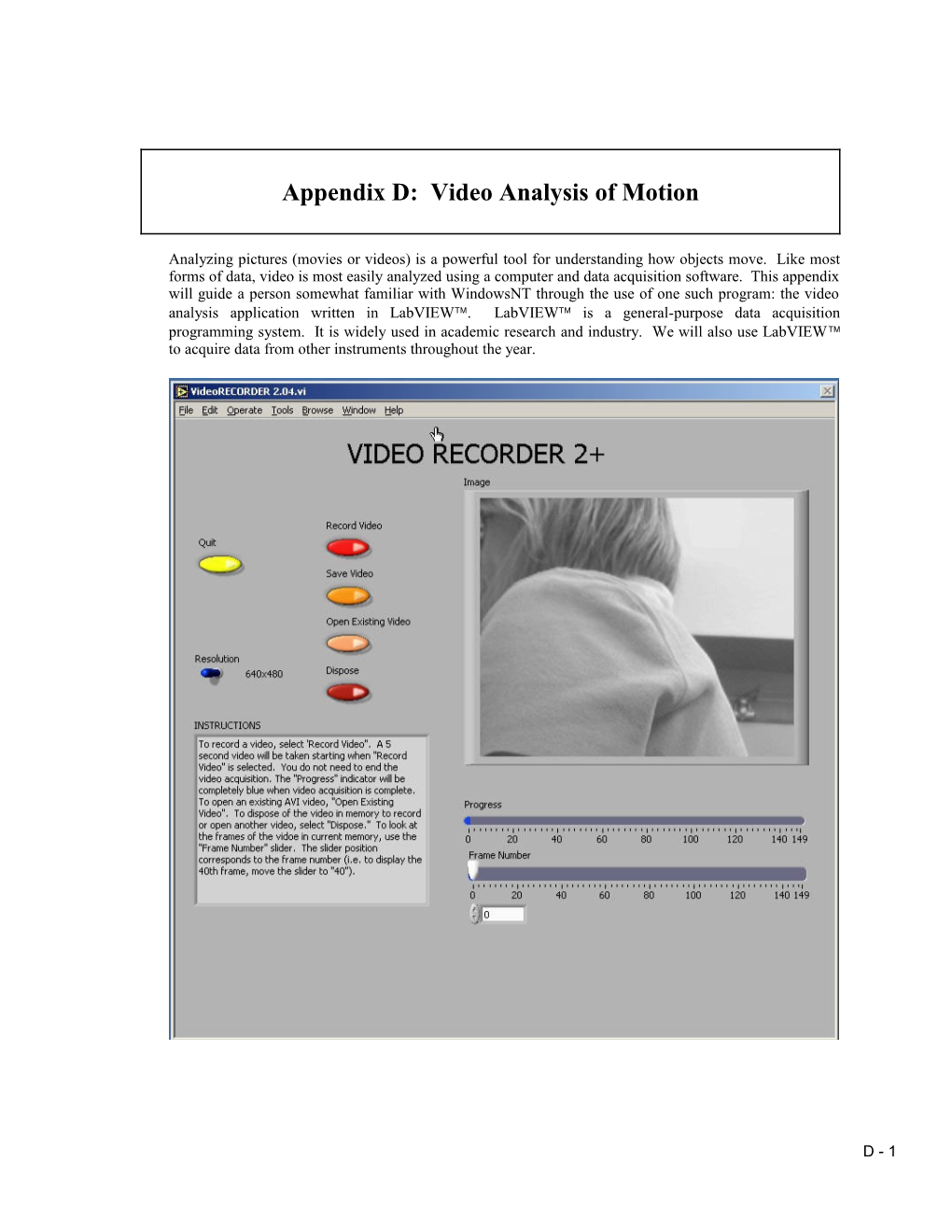 Appendix D: Video Analysis of Motion