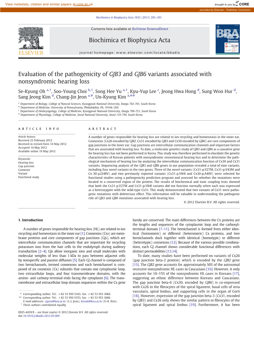 Evaluation of the Pathogenicity of GJB3 and GJB6 Variants Associated with Nonsyndromic Hearing Loss