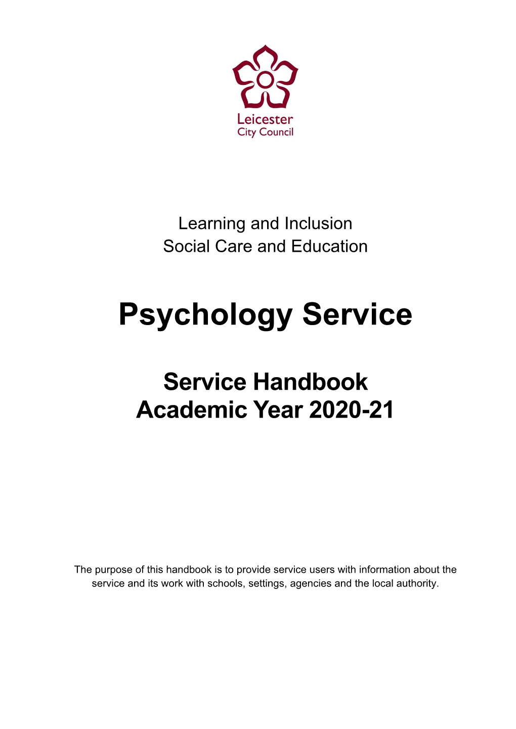 Psychology Service Handbook for Schools 2020-21