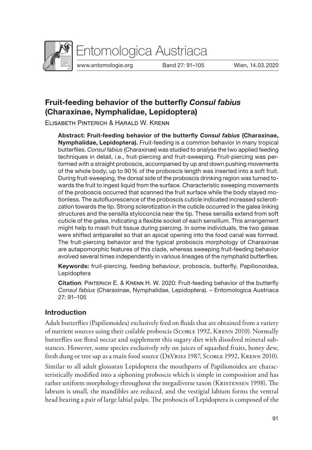 Entomologica Austriaca Band 27: 91–105 Wien, 14.03.2020
