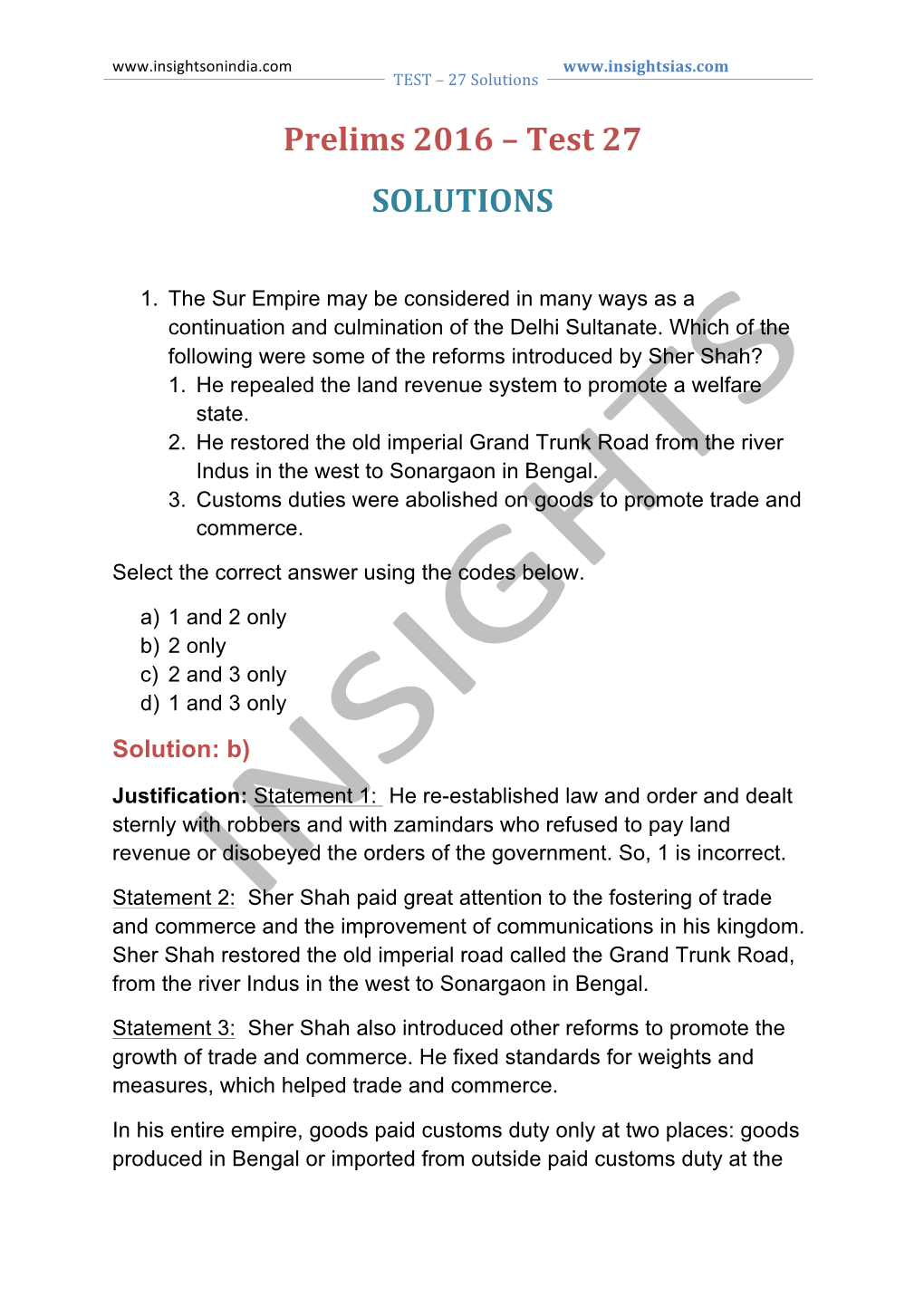 Prelims 2016 – Test 27 SOLUTIONS