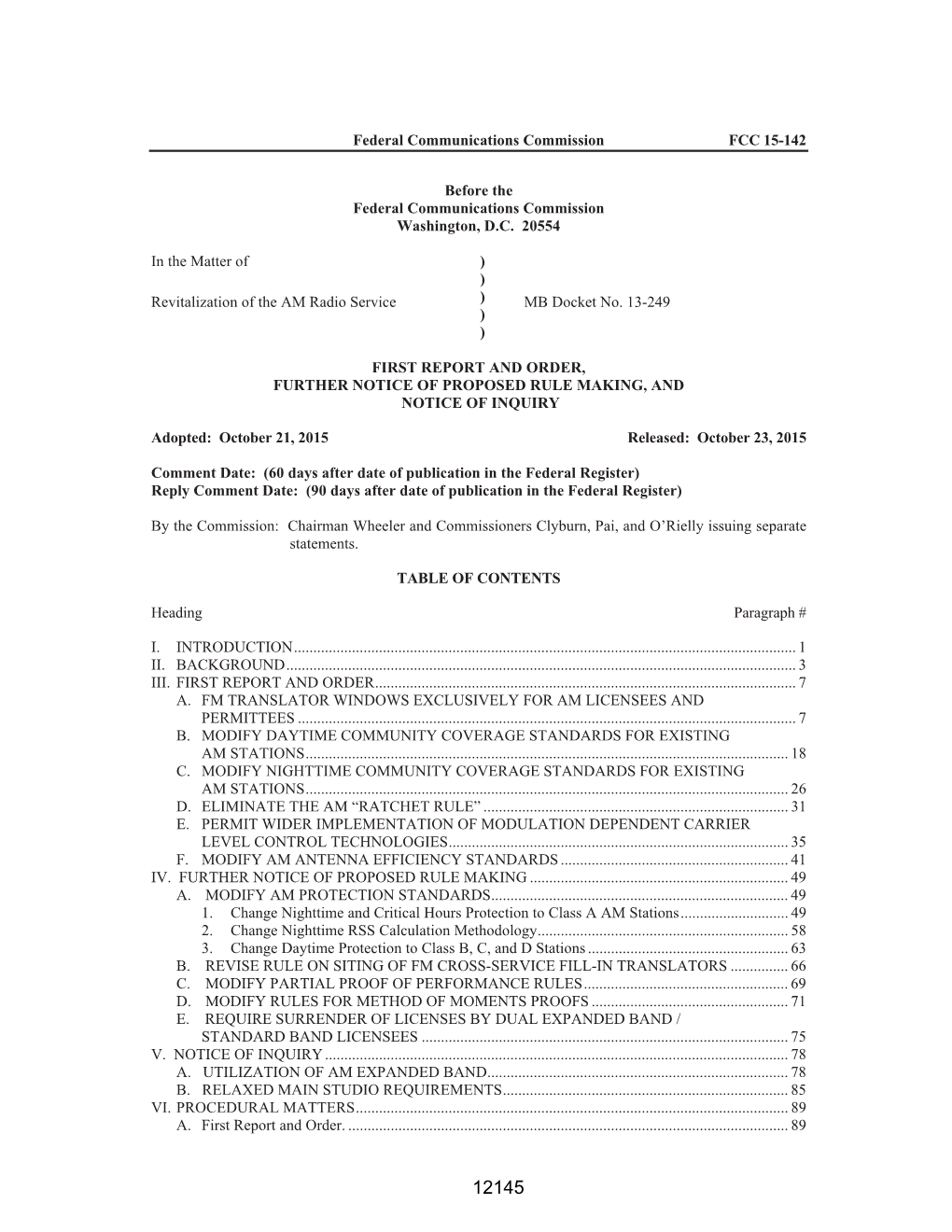 Federal Communications Commission FCC 15-142 Before the Federal