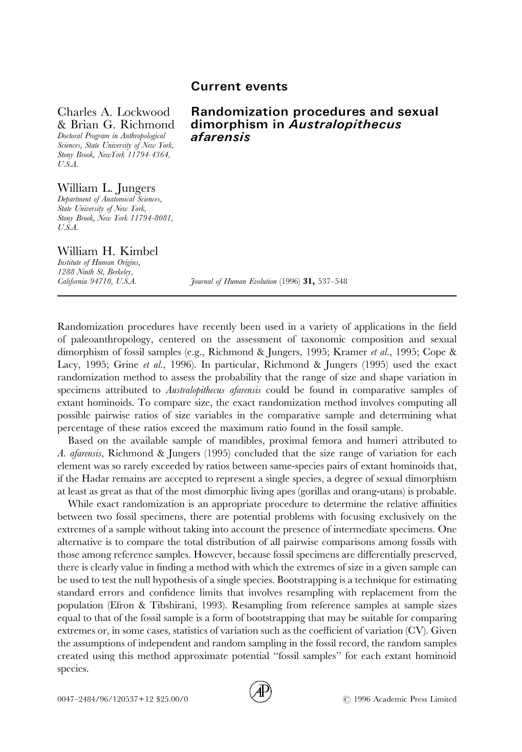 Randomization Procedures and Sexual Dimorphism In