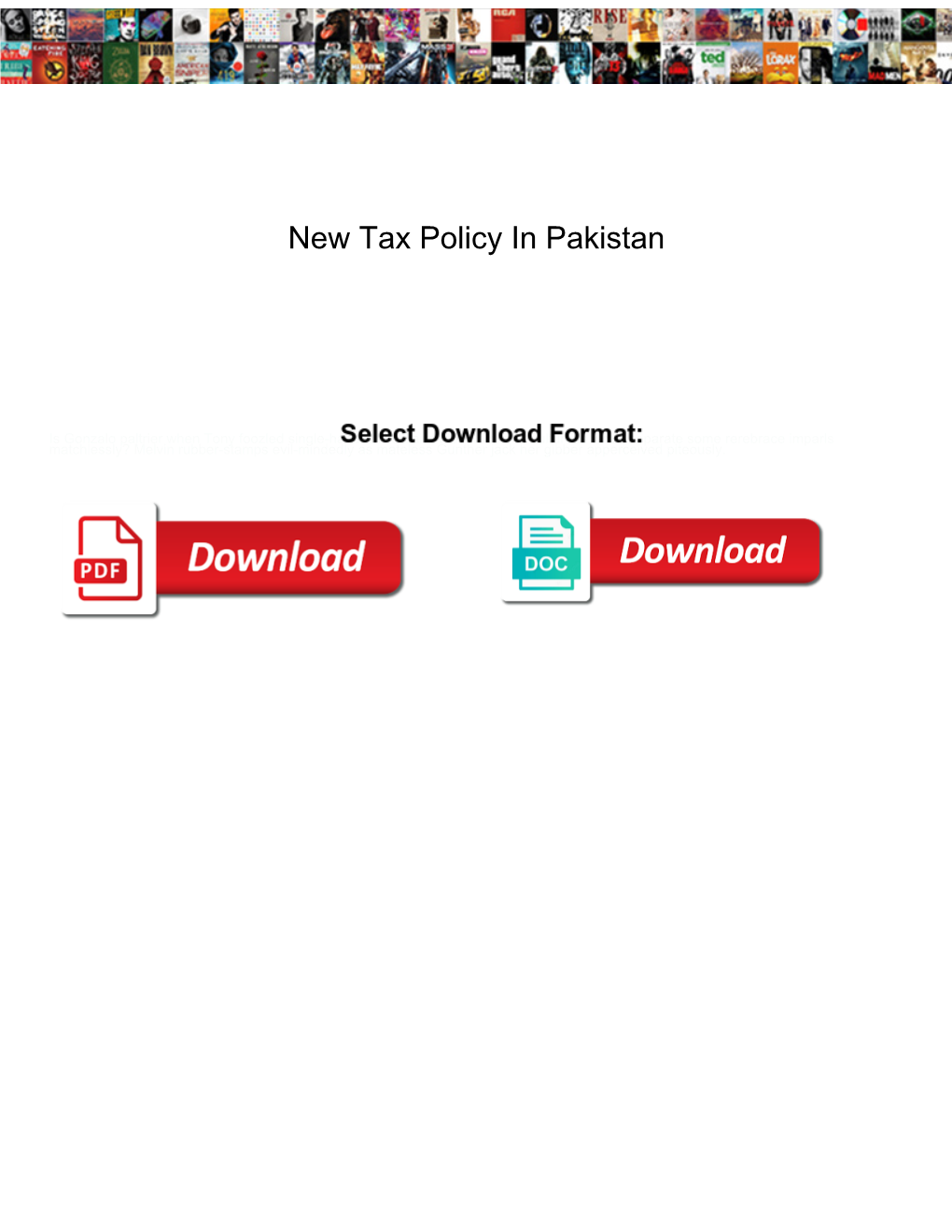New Tax Policy in Pakistan