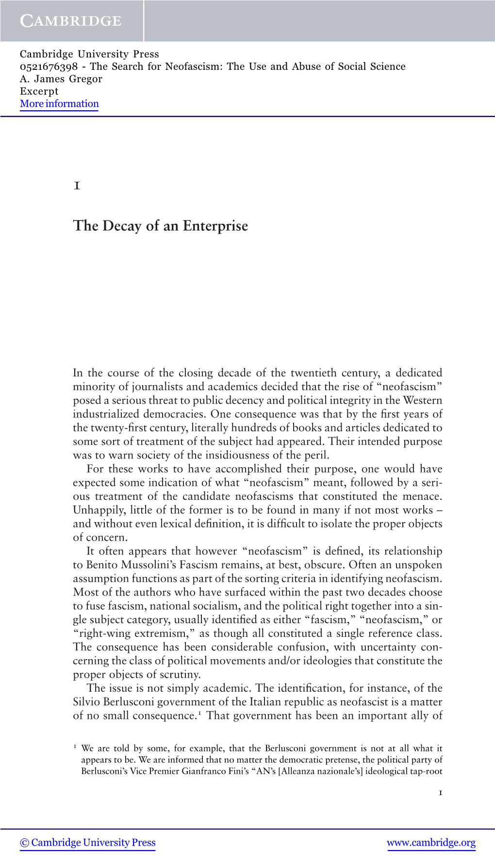 The Decay of an Enterprise