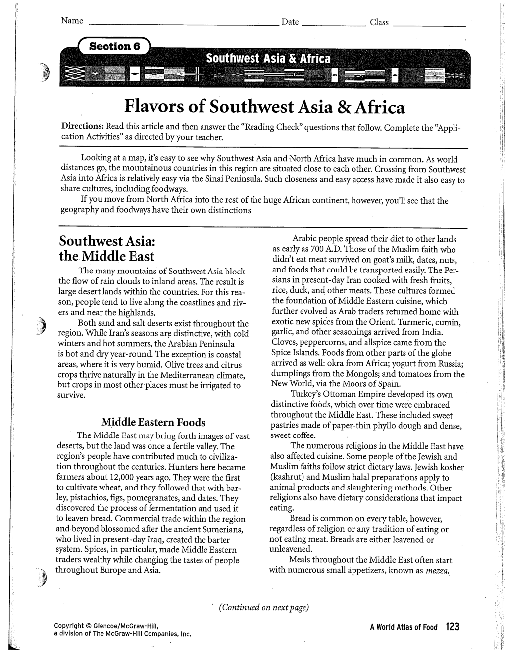 Flavors of Southwest Asia & Africa