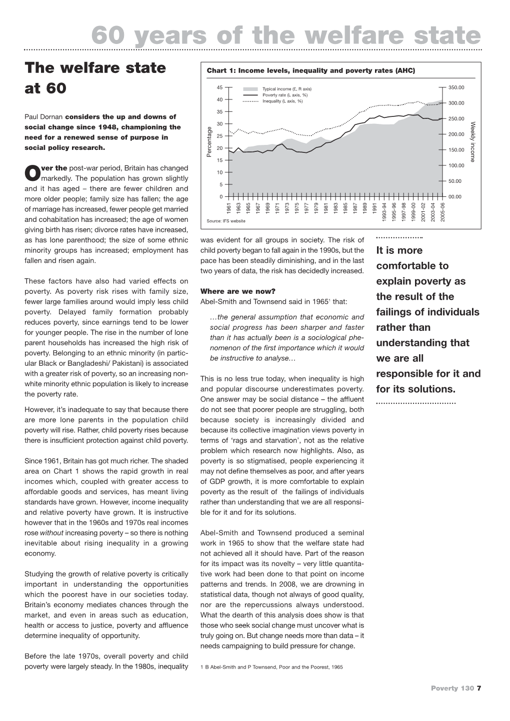 Poverty Article 60 Years of the Welfare State