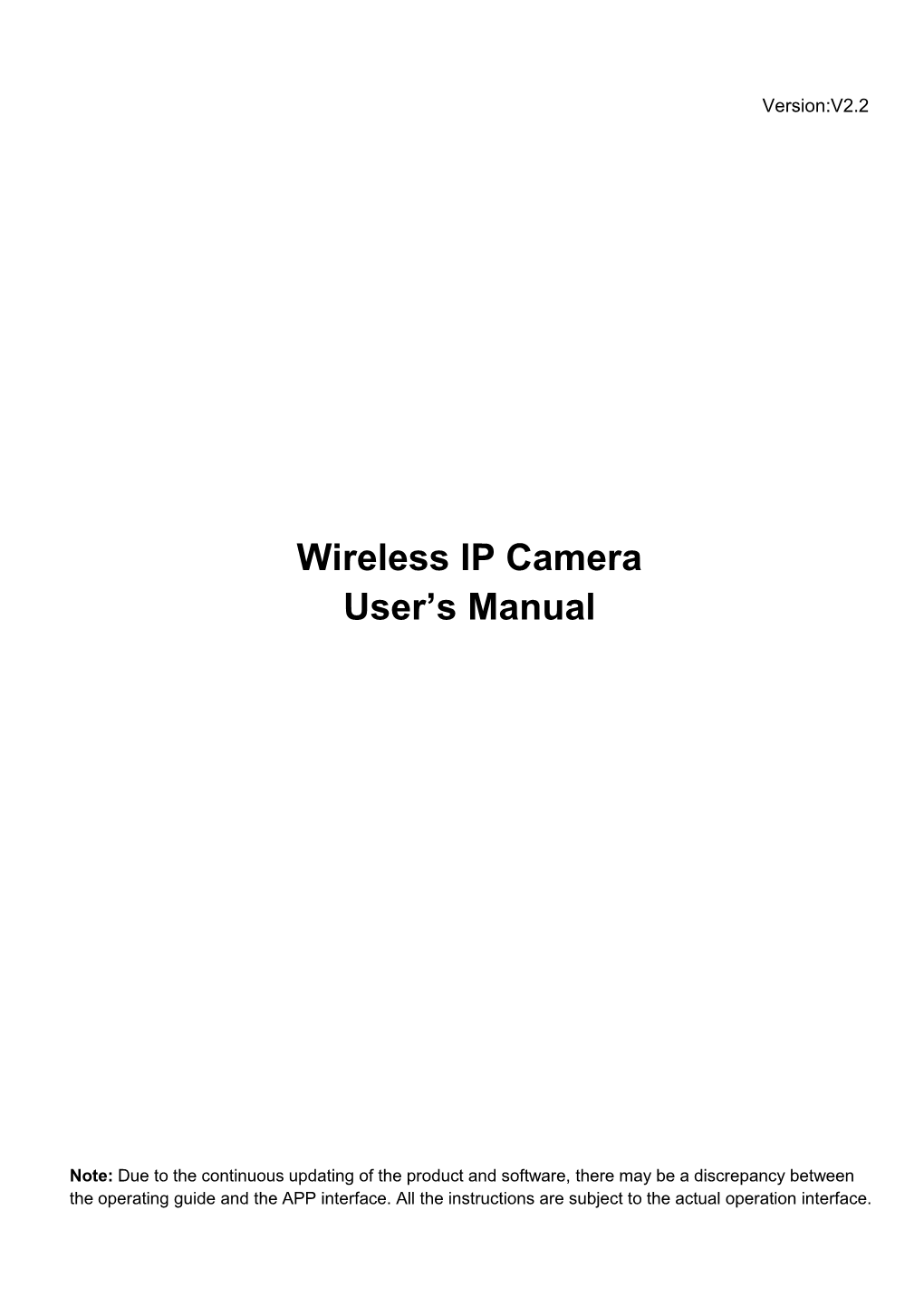 Wireless IP Camera User's Manual