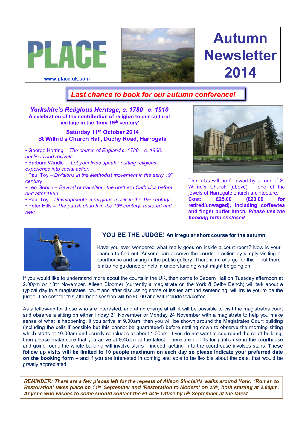 Autumn Newsletter 2014