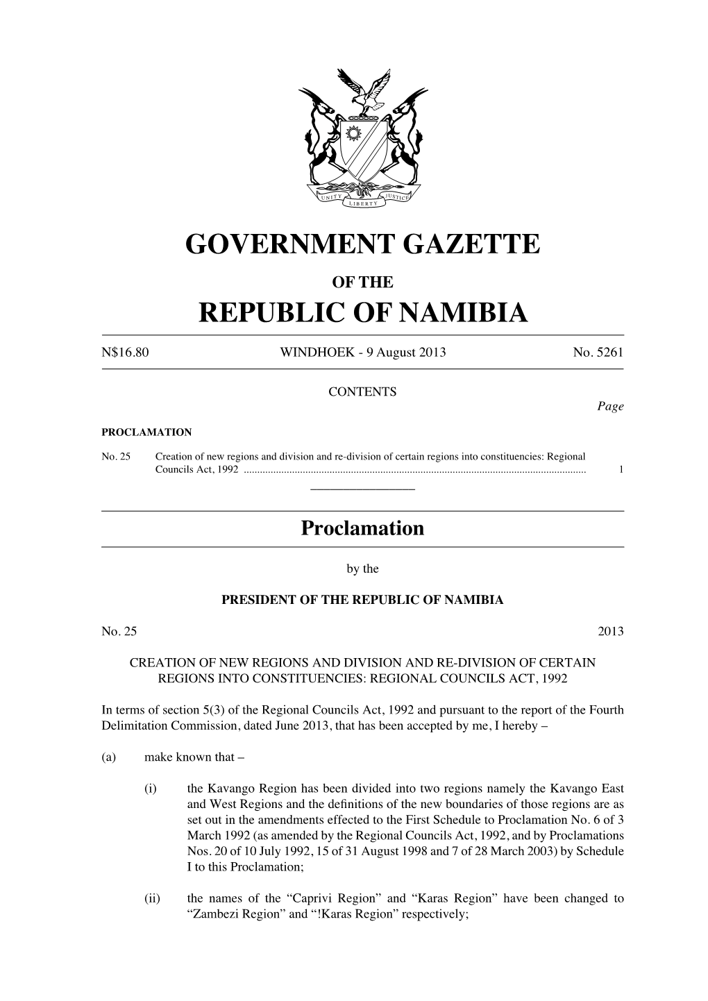 Government Gazette Republic of Namibia